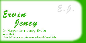 ervin jeney business card